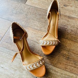 Antonio Melani Natural Cuoio/White Wedges Size 7